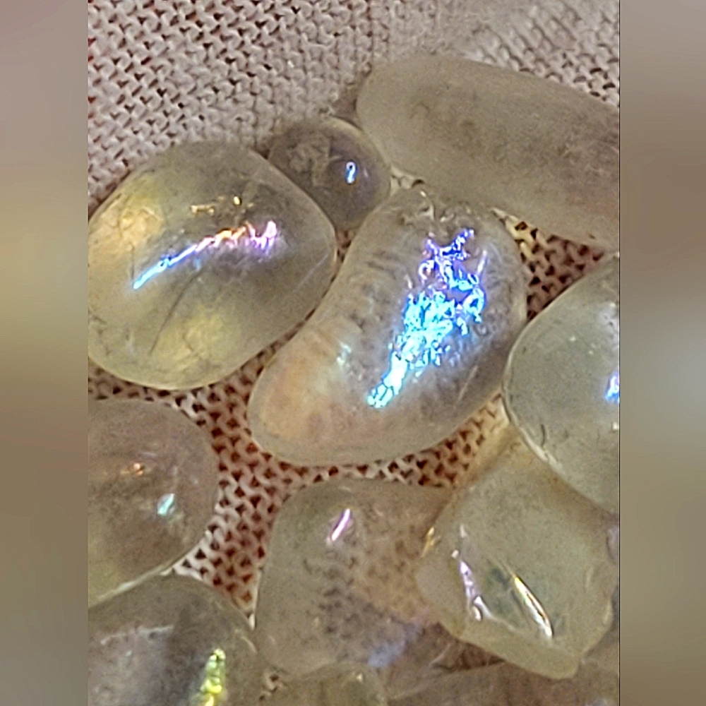 50ctw Natural Blue / Purple Moonstone Stone Crystal Tumbled Lot